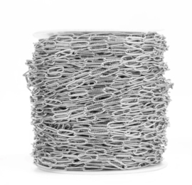 Jasseron / ketting schakel zilver 1x4x12mm stainless steel (Rvs)