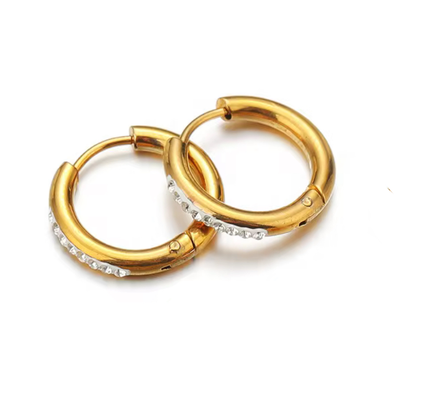 Oorringen / oorbellen met zirkonia Goud 15mm