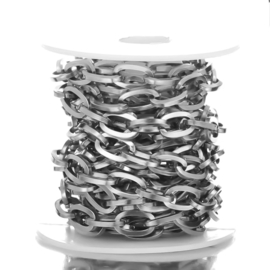Stainless steel schakel jasseron zilver 8x12mm