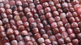 Natuursteen kralen 4mm facet cubes braziliaanse rhodochrosiet
