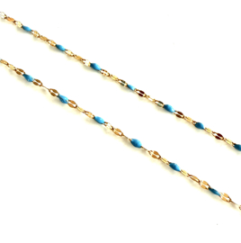 Jasseron / ketting Goud - Blauw stainless steel 2mm