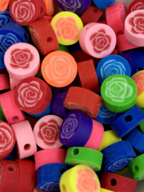 Polymeer kralen flower mix rond 20 stuks
