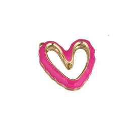 Bedel hart  Goud - donker roze stainless steel