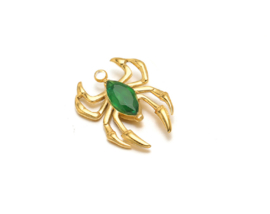 Bedel spin stainless steel Goud - groen zirkonia