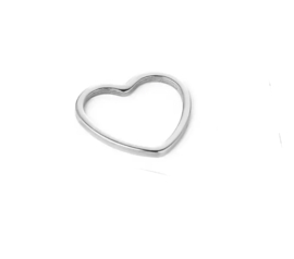 Bedel / tussenstuk hart zilver 12mm  stainless steel 5 stuks