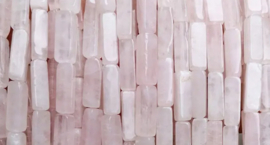 Natuursteen kralen 4x13mm tubes roze kwarts 29 stuks