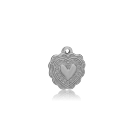 Bedel hart in hart zilver Stainless steel