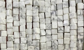 Natuursteen kralen cubes 4x4mm witte turkoois