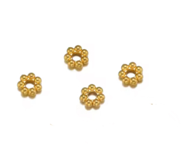 Kralen bloem goud 5mm stainless steel 5 stuks