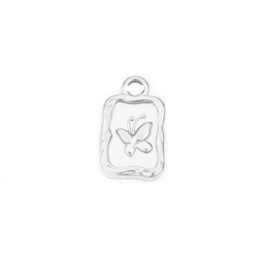 Bedel tag butterfly stainless steel Zilver