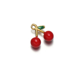 Bedel kers stainless steel Goud - rood.  2 stuks