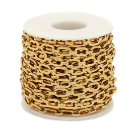 Schakel jasseron 6,5mm Goud stainless steel