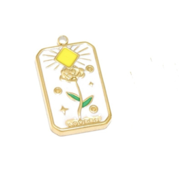 Bedel flower tag deluxe stainless steel Goud - wit