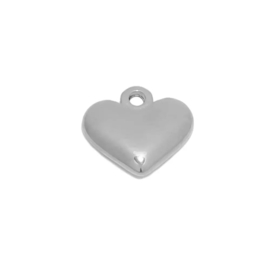 Hart bedel zilver stainless steel 11x13mm