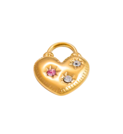 Bedel hart with stones stainless steel Goud