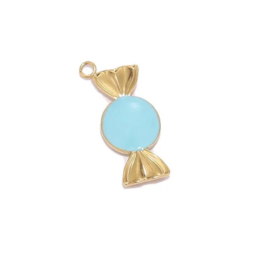 Bedel snoepje Goud - blauw stainless steel