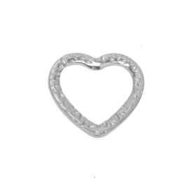 Tussenstuk hart zilver stainless steel 2 stuks