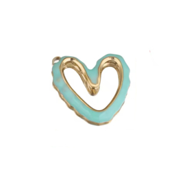 Bedel hart Turquoise- Goud stainless steel