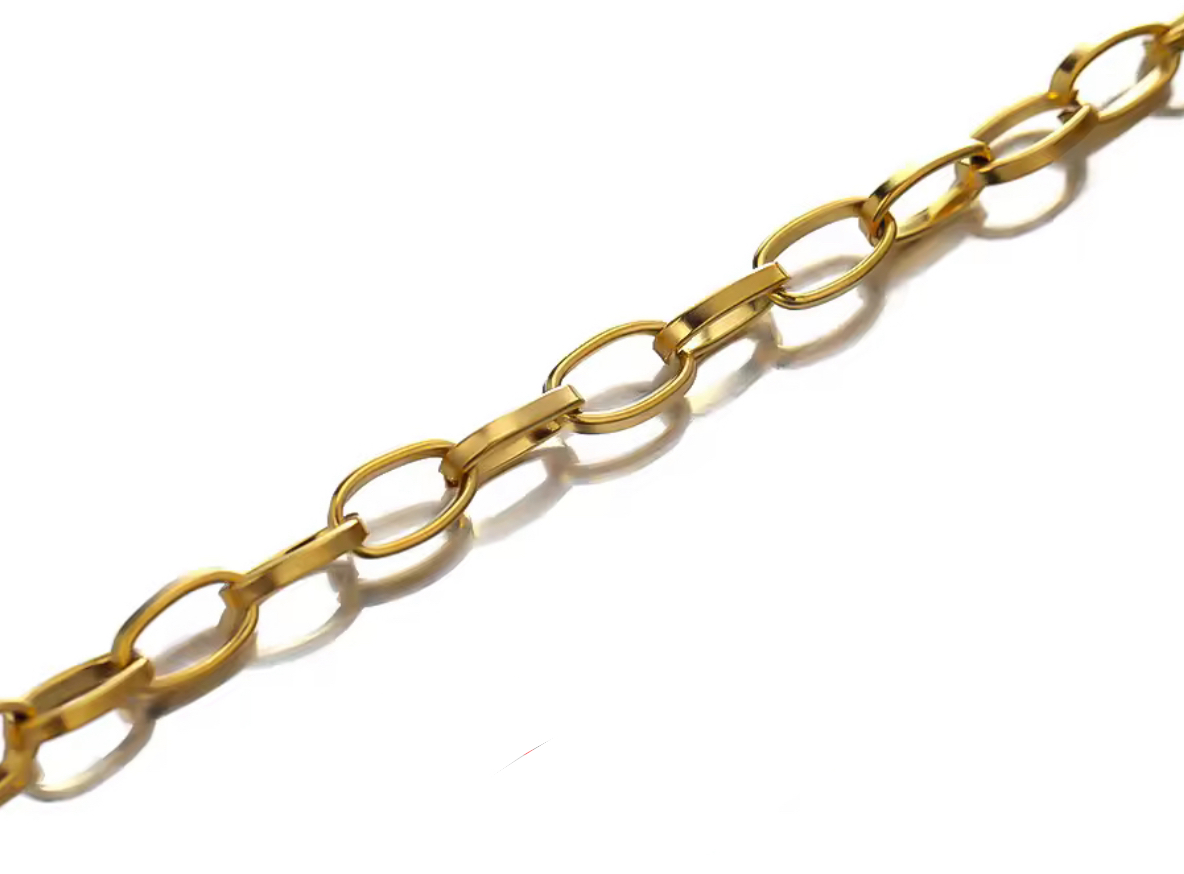 Jasseron / Ketting ovale schakel 13,5x8mm Stainless steel Goud