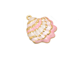 Bedel schelp stainless steel Goud - Roze multicolor