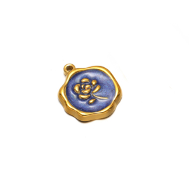 Bedel roosje stainless steel Goud - donker blauw