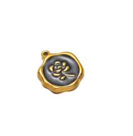 Bedel roosje stainless steel Goud - zwart