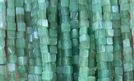 Natuursteen kralen cubes 4x4mm aventurijn