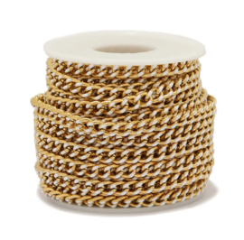 Jasseron / ketting Goud - wit stainless steel ( Rvs )