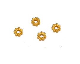 Kralen bloem Rvs stainless steel Goud 4mm 5 stuks