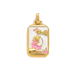 Bedel / hanger tarot Goud - Wit - Roze