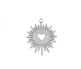 Bedel sunny heart zilver stainless steel
