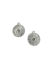 Bedel coin zilver stainless steel & zirkonia