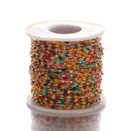 Jasseron / ketting muticolor dots blue / pink stainless steel