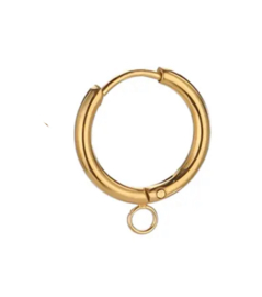 Stainless steel oorringen met oog 16mm Goud per paar