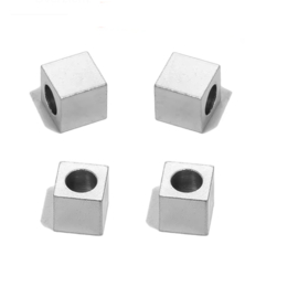 Stainless steel kralen vierkant 5mm zilver 20 stuks