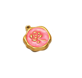 Bedel roosje stainless steel Goud - Donker roze