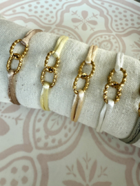 Tussenstuk oval twist  stainless steel Goud  5 stuks