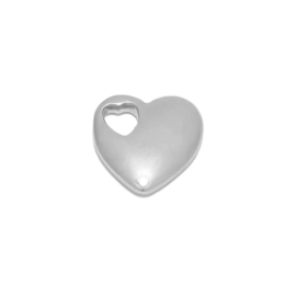 Bedel cut out heart zilver stainless steel