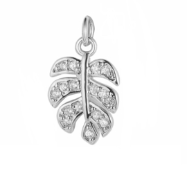 Bedel zirkonia monstera blad zilver