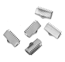Eindkapje / lintklem 15,5mm zilver stainless steel 5 stuks