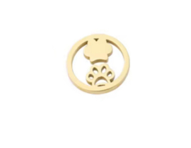 Tussenstuk honden pootjes stainless steel Goud 2 stuks