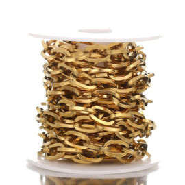 Stainless steel jasseron schakel Goud 8x12mm