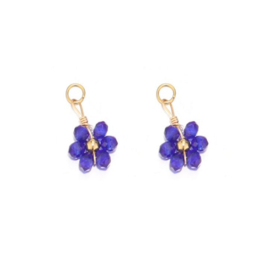 Bedel bloem cobalt blauw 5 stuks stainless steel