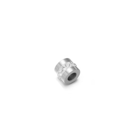 Kraal stainless steel & zirkonia Zilver - wit 5 stuks
