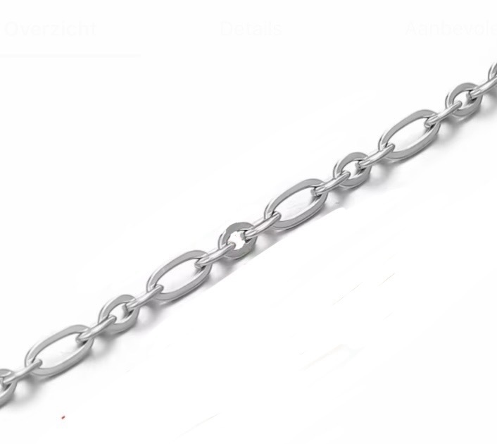 Jasseron / ketting 7x11mm stainless steel zilver