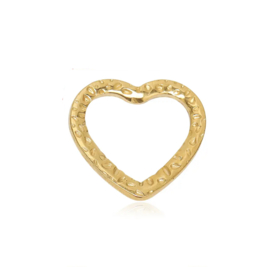Tussenstuk hart stainless steel goud 2 stuks