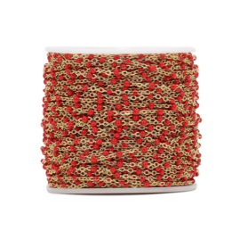 Jaseron / ketting dots red 1,5mm stainless steel