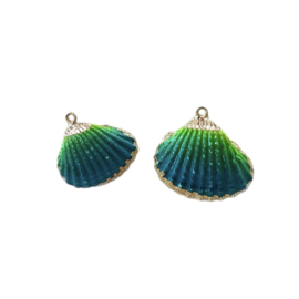 Schelp hanger kokkel Blauw- Groen- Goud