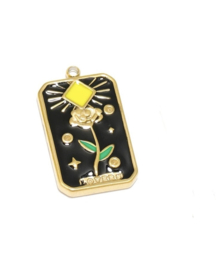 Bedel flower tag deluxe stainless steel Goud - zwart