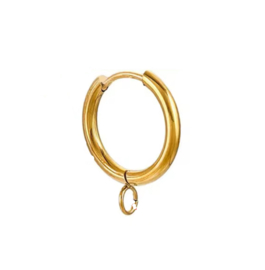 Oorringen met oogje verticaal stainless steel goud